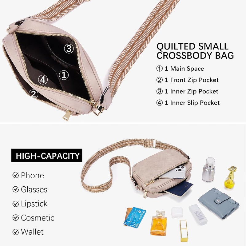 Bostanten Quilted Crossbody Bags for Women Vegan Leather Purses Small Shoulder Handbags with Wide Strap | Quilted, Small, with Wide Strap, Quilted, Purses, Small - Image 5